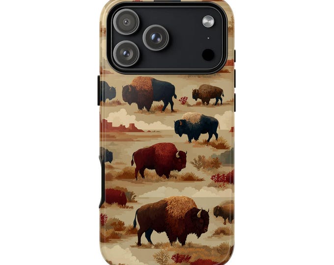 Western Buffalo Earth Pattern Phone Case: iPhone, Galaxy, Pixel - Lifetime Warranty