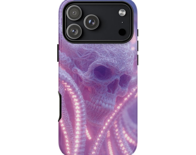Abstract Neon Skull Fibers Phone Case: iPhone, Galaxy, Pixel - Lifetime Warranty