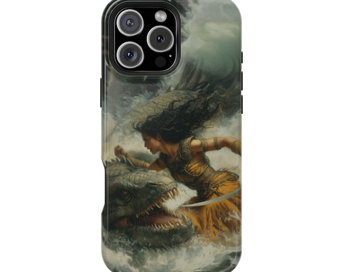 Amazonian Woman Warrior Lizard Monster Phone Case: iPhone, Galaxy, Pixel - Lifetime Warranty