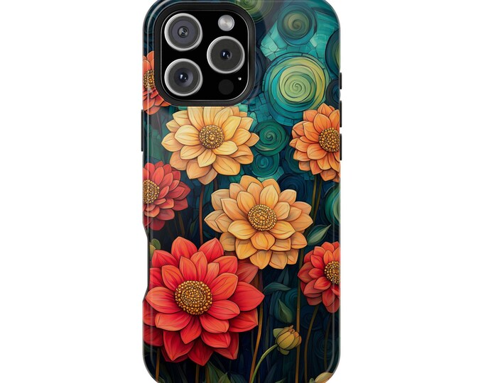 Dazzling Dahlia Flowers Art Floral Pink Phone Case: iPhone, Galaxy, Pixel - Lifetime Warranty