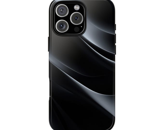 Serene Flow Black Minimalist Art Phone Case: iPhone, Galaxy, Pixel - Lifetime Warranty