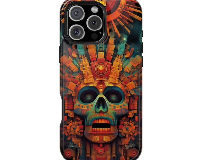 Aztec Skull Stone Art Abstract Maya Phone Case: iPhone, Galaxy, Pixel - Lifetime Warranty