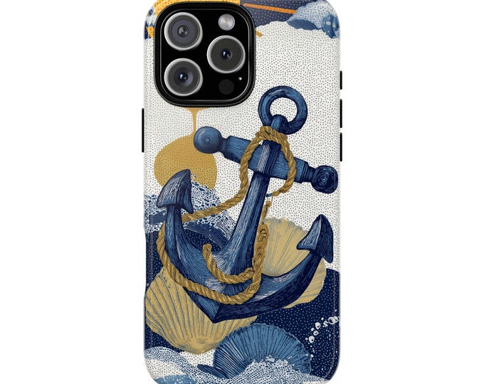 Ship Anchor Nautical Pattern Summer Ocean Phone Case: iPhone, Galaxy, Pixel - MagSafe Compatible
