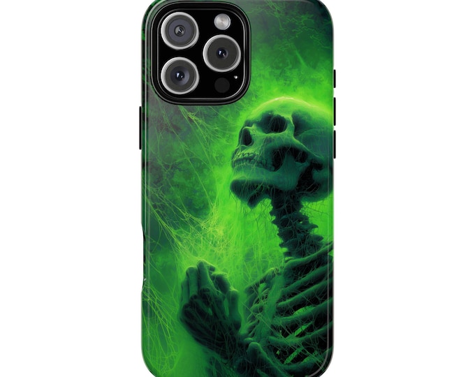 Green Horror Skeleton Glowing Mist Phone Case: iPhone, Galaxy, Pixel - Lifetime Warranty