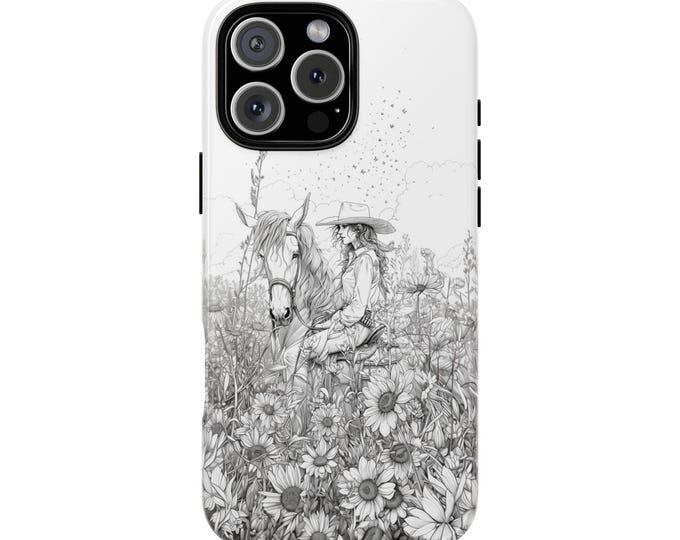 Western Cowgirl Horse Wildflowers Cowboy Phone Case: iPhone, Galaxy, Pixel - Lifetime Warranty
