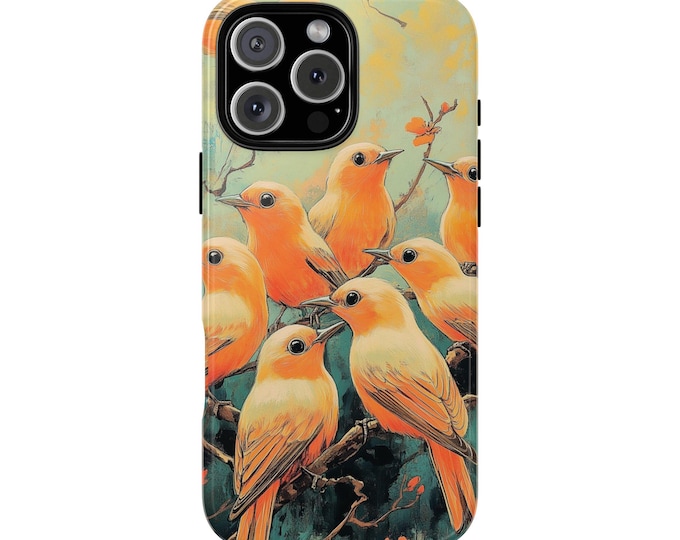 Orange Cream Birds Abstract Pastel Phone Case: iPhone, Galaxy, Pixel - Lifetime Warranty