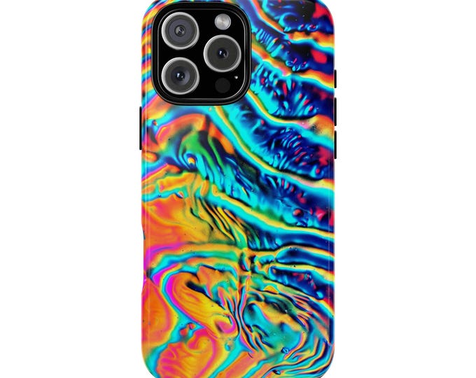 Iridescent Blue Green Liquid Phone Case: iPhone, Galaxy, Pixel - Lifetime Warranty