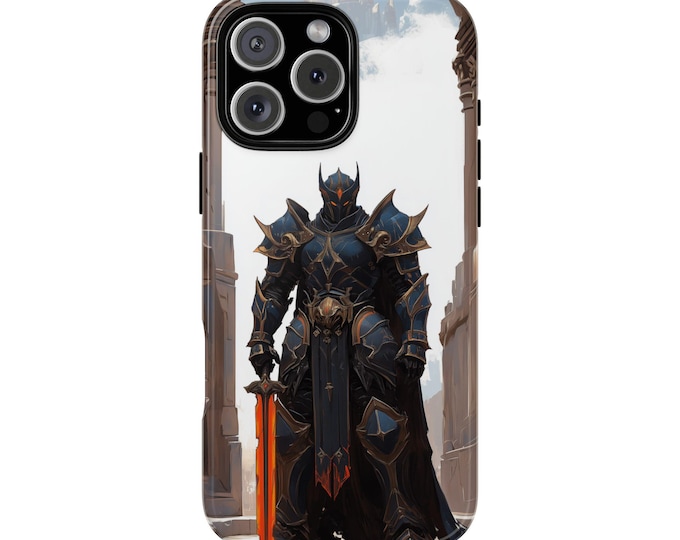 Epic Dark Knight Red Sword Guardian Phone Case: iPhone, Galaxy, Pixel - Lifetime Warranty