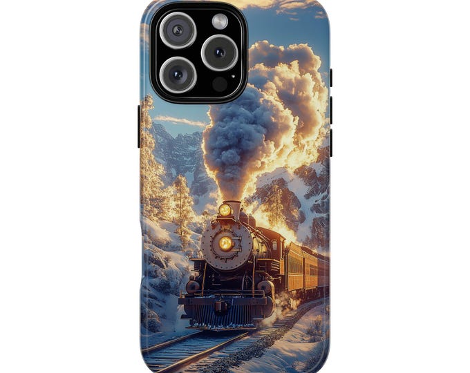 Train Smoke Winter Snow Sunlight Phone Case: iPhone, Galaxy, Pixel - Lifetime Warranty