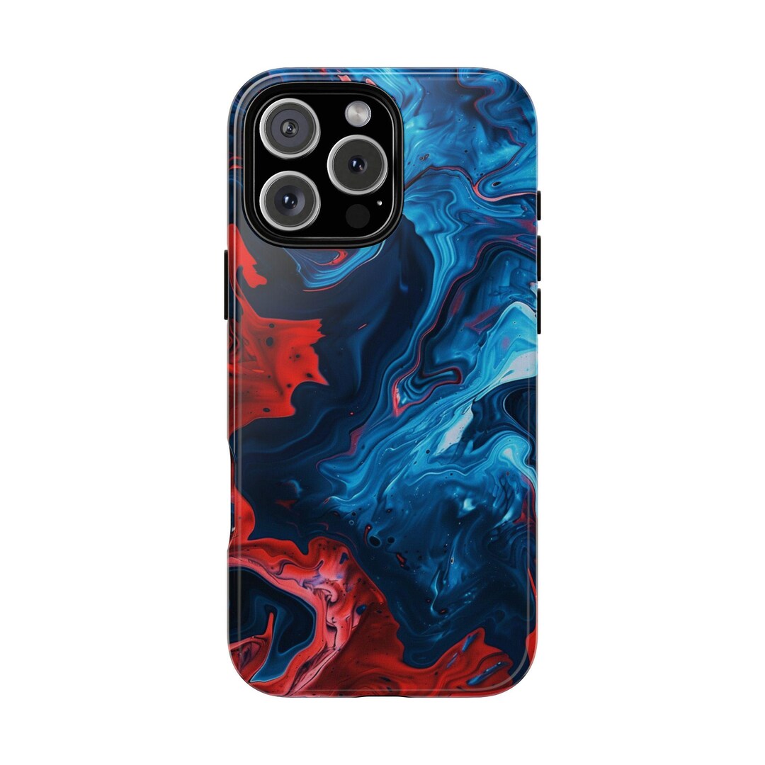 Lifetime Warranty - Blue Cherry Red Hydro Dipped Liquid Abstract Wave ...