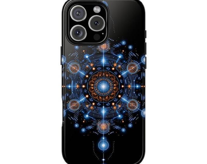 Glowing Digital Mandala Blue Pattern Phone Case: iPhone, Galaxy, Pixel - Lifetime Warranty