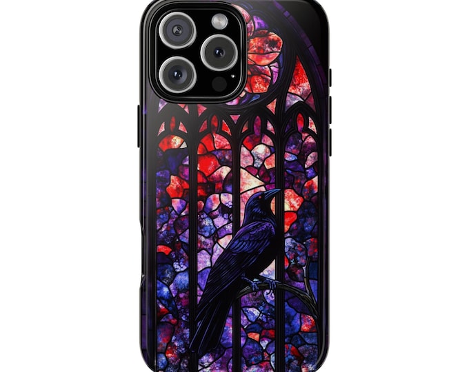 Raven Bird Stained Glass Phone Case: iPhone, Galaxy, Pixel - Lifetime Warranty