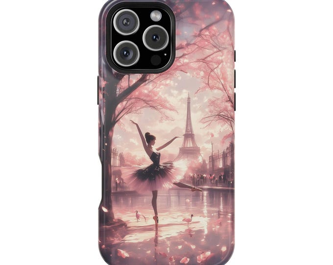 Ballerina Dancing Cherry Blossom Paris Phone Case: iPhone, Galaxy, Pixel - Lifetime Warranty