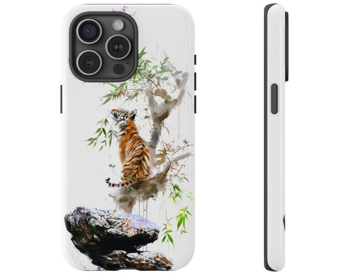 Wild Tiger Watercolor Painting Ink Phone Case: iPhone, Galaxy, Pixel - Lifetime Warranty