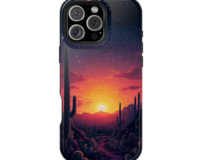 Desert Cactus Sunset Minimalist Night Phone Case for iPhone | Samsung Galaxy | Google Pixel
