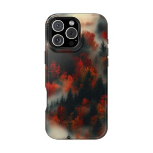 Red Green Pine Tree Forest Mist - Phone Case for iPhone 16 16e 15 14 13 Pro Max | Galaxy S25 S24 | Pixel 9 9a | Wireless Charging