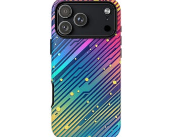 Teal Pink Gradient Futuristic Neon Pattern Phone Case • Original Artwork • Heavy Duty Protection • Tech Gift • Lifetime Warranty