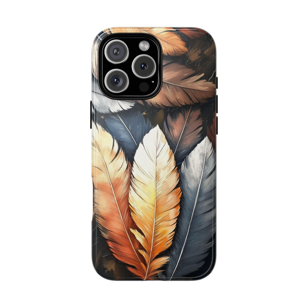 Lifetime Warranty - Brushed Feathers Artwork Feather - Dual Layer Armor ...