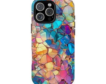 Teal Pink Opal Crystal Glass Rocks Phone Case: iPhone, Galaxy, Pixel - MagSafe Compatible