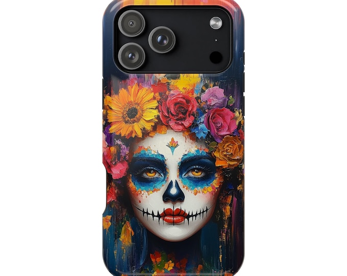 Dia De Los Muertos Flower Skull Girl Phone Case: iPhone, Galaxy, Pixel - Lifetime Warranty
