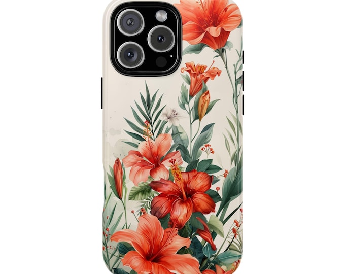 Tropical Hibiscus Red Hawaii Flowers Phone Case: iPhone, Galaxy, Pixel - Lifetime Warranty