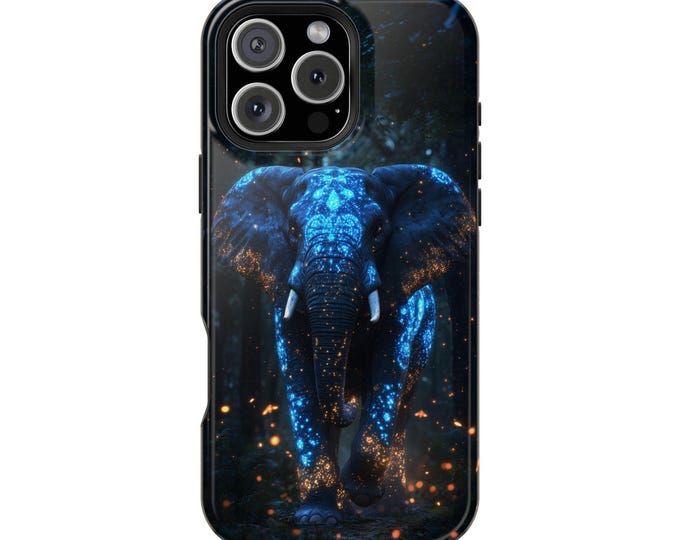 Elephant Bioluminescent Blue Tribal Enchanted Forest Phone Case: iPhone, Galaxy, Pixel - Lifetime Warranty