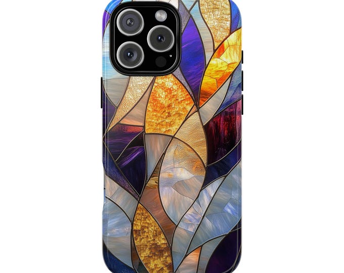Stained Glass Magical Abstract Leaves Phone Case: iPhone, Galaxy, Pixel - Lifetime Warranty