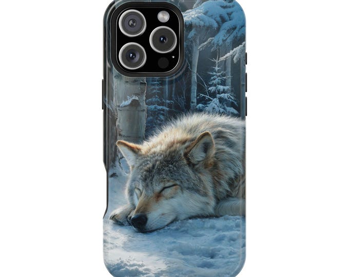 Wolf Sleeping Snowy Wilderness Phone Case: iPhone, Galaxy, Pixel - Lifetime Warranty