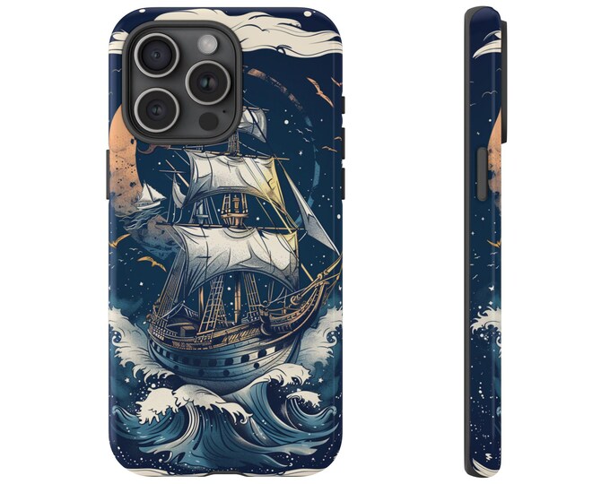 Nautical Vector Sailboat Seas Phone Case: iPhone, Galaxy, Pixel - Lifetime Warranty