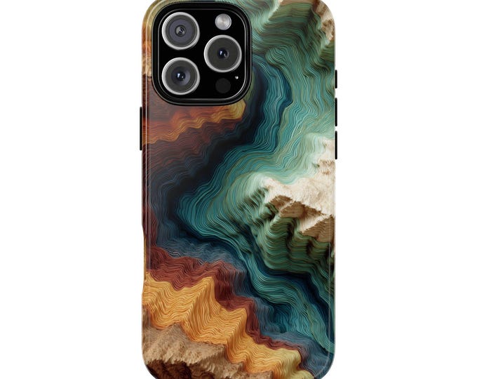 Topographic Map Mountain Earth Phone Case: iPhone, Galaxy, Pixel - Lifetime Warranty