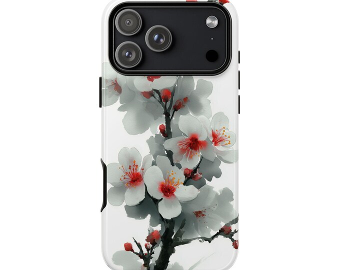 White Plum Blossom Flower Branch Phone Case: iPhone, Galaxy, Pixel - Lifetime Warranty