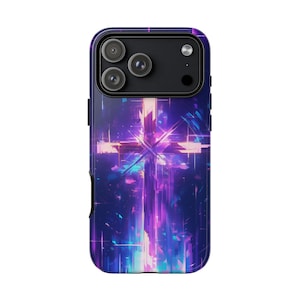 Christian Cross Purple Vector Faith Phone Case • Original Artwork • Heavy Duty Protection • Tech Gift • Lifetime Warranty