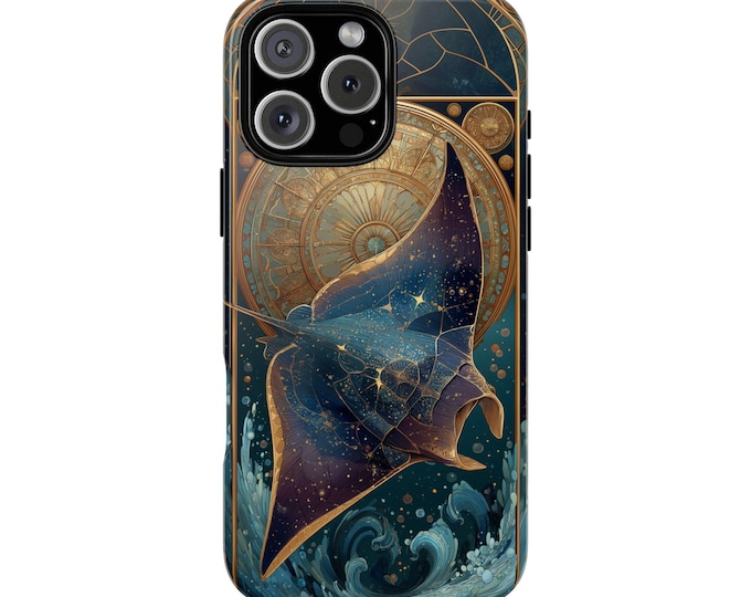 Manta Ray Celestial Stained Glass Phone Case: iPhone, Galaxy, Pixel - Lifetime Warranty
