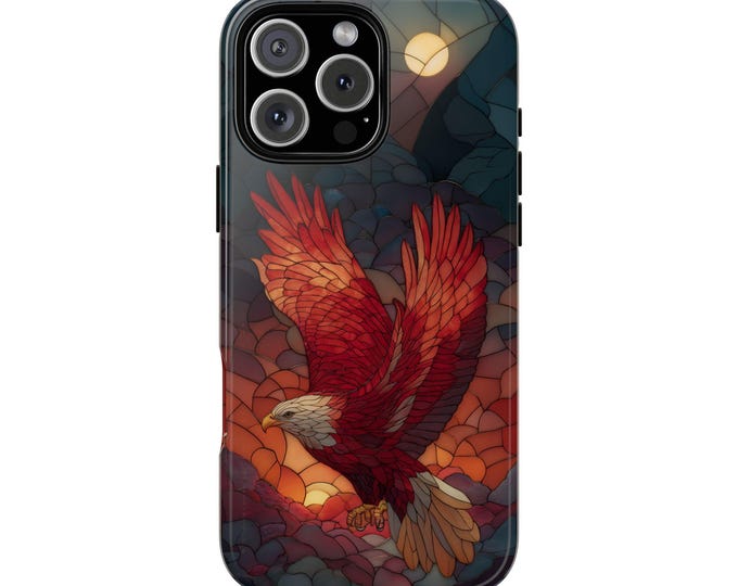 Soaring Eagle Sky Stained Glass Phone Case: iPhone, Galaxy, Pixel - Lifetime Warranty