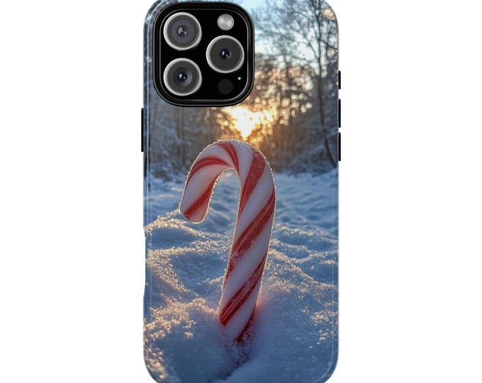 Phone Case for iPhone 16 15 14 13 12 | MagSafe Compatible | Galaxy S24 | Pixel | Tough Cover - Candy Cane Winter Forest Snow Christmas