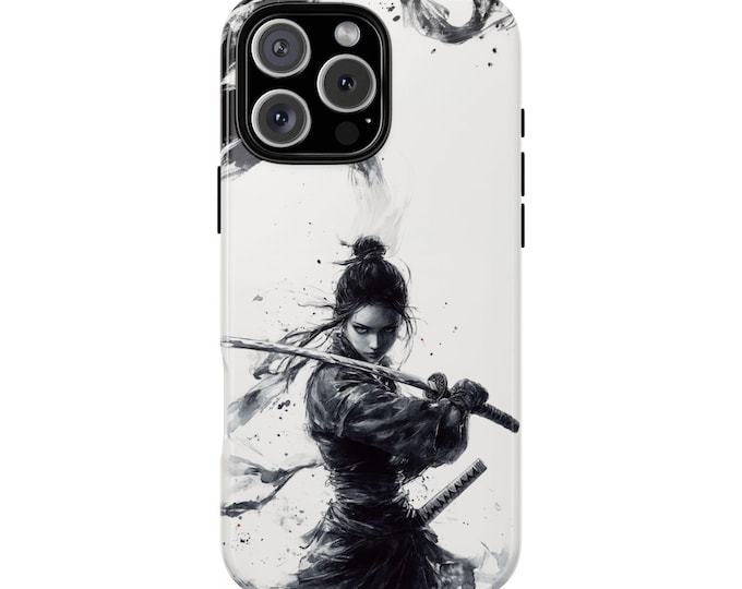 Kunoichi Black White Ninja Katana Woman Phone Case: iPhone, Galaxy, Pixel - Lifetime Warranty