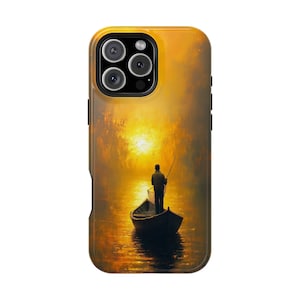 Lone Fisherman Golden Waters Casting Fishing Net - Impact Phone Case for iPhone Magsafe Compatible | Galaxy | Pixel