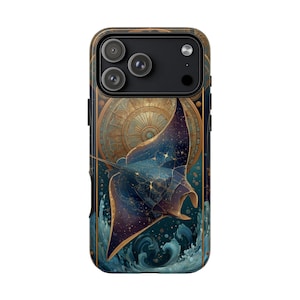 Manta Ray Celestial Stained Glass Phone Case | iPhone, Galaxy, Pixel | Shockproof Cover