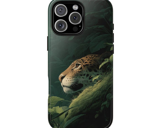 Leopard Jungle Wildlife Green Plants Phone Case: iPhone, Galaxy, Pixel - Lifetime Warranty