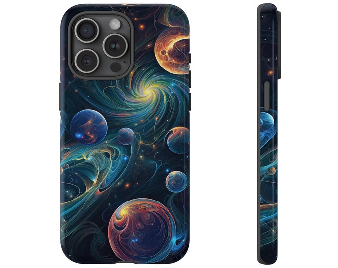Galaxy Space Planets Phone Case - Abstract Art Universe Cosmos Phone Cover - Black Hole Painting Phone Case - iPhone, Pixel, Samsung Galaxy