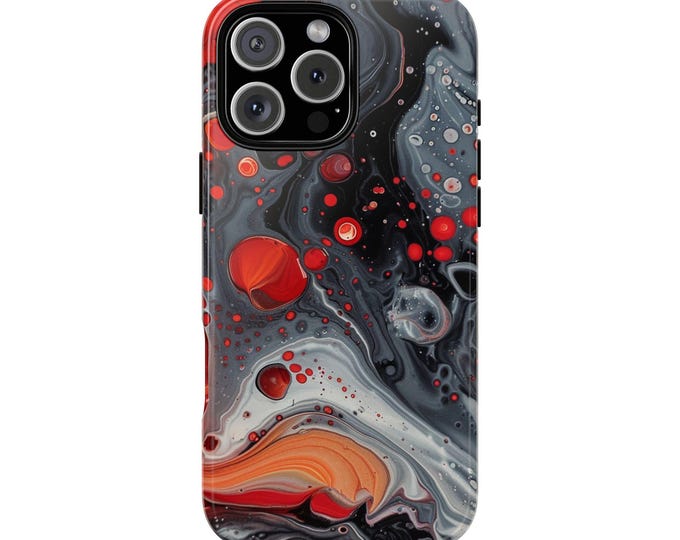 Onyx Flame Red Gray Hydro Dip Phone Case: iPhone, Galaxy, Pixel - Lifetime Warranty