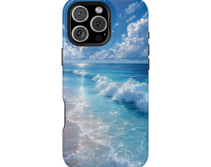 Blue Beach Peaceful Summer Waves Phone Case: iPhone, Galaxy, Pixel - Lifetime Warranty