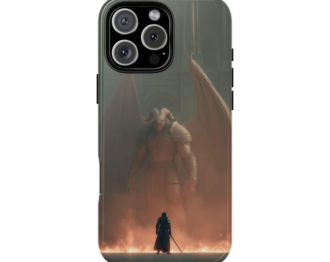 Knight Battle Towering Horned Demon Phone Case: iPhone, Galaxy, Pixel - Lifetime Warranty