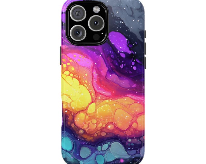 Stellar Purple Orange Teal Radiant Fluid Phone Case: Tough Cover for iPhone (MagSafe Compatible), Samsung Galaxy, Pixel