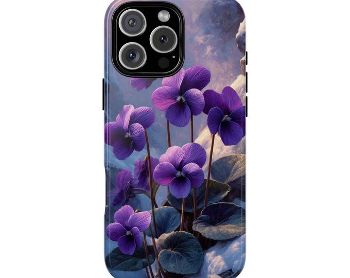 Whimsical Purple Violets Flower Phone Case: iPhone, Galaxy, Pixel - Lifetime Warranty