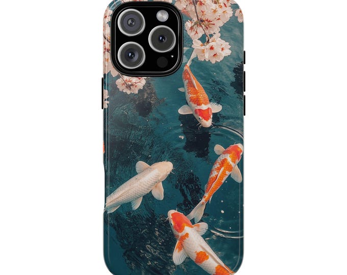 Tranquil Koi Fish Japanese Pond Blossom Phone Case: iPhone, Galaxy, Pixel - Lifetime Warranty
