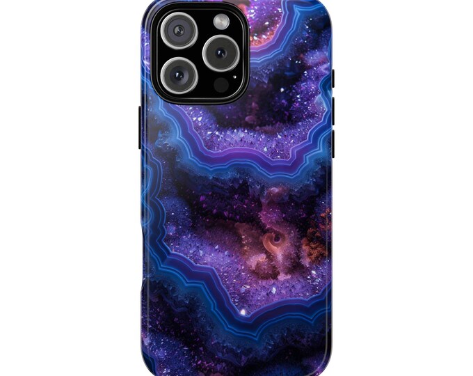Purple Blue Fluorite Geode Agate Crystal Phone Case: iPhone, Galaxy, Pixel - Lifetime Warranty