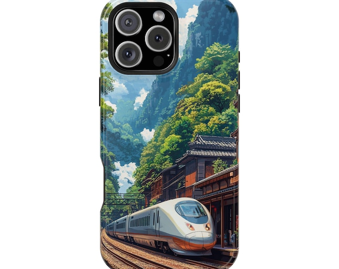 Japan Bullet Train Small Mountain Town Phone Case: iPhone, Galaxy, Pixel - MagSafe Compatible
