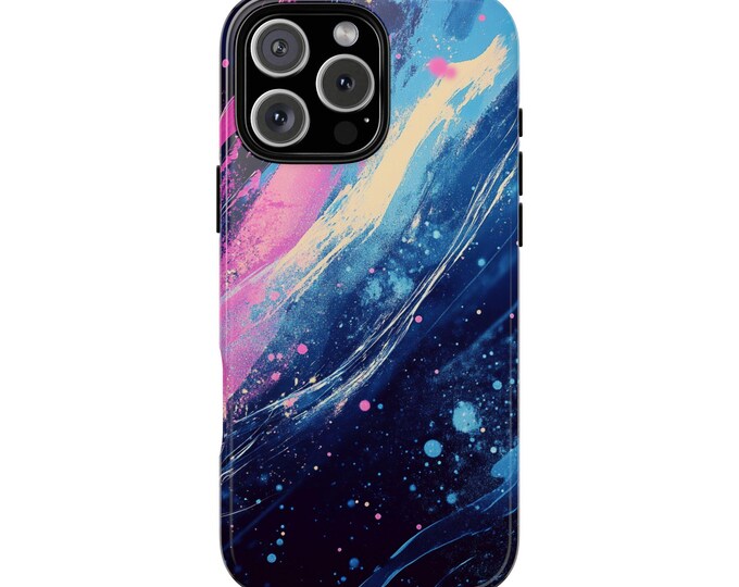 Retro Liquid Hydro Dip Abstract Pink Blue Art Phone Case: iPhone, Galaxy, Pixel - Lifetime Warranty