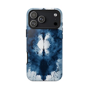Rorschach Deep Blue Ink Blot Pattern - Phone Ink Case: iPhone | Galaxy | Pixel - Lifetime Warranty
